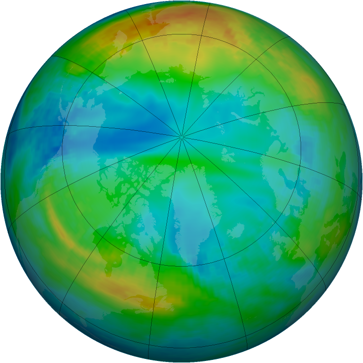 Arctic ozone map for 24 November 1985